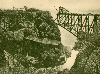 A Zambesi vasúti híd építése, 1930.