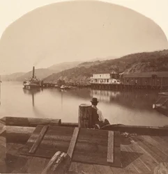 Sausalito az N.P.C.R.R. Wharf, Délre nézve, kb. 1868.