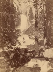 Pi-wy-ack (Gyémántkataraktus), Vernal-vízesés, Yosemite-völgy, Kalifornia,1867 (fénykép)