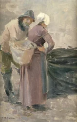 A háziasszony a halászfogást nézi, 1900 körül