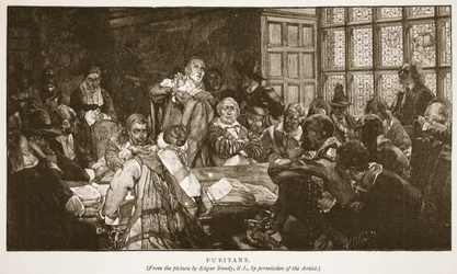 Puritánok, illusztráció az "Anglikán egyház: H.D.M. Spence-Jones, kiad. 1910 körül (szepiaszínű fotó).