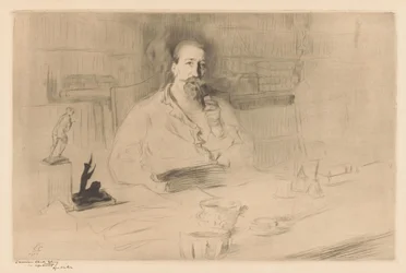 Anatole France portréja az íróasztala mögött
