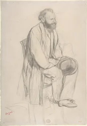 Édouard Manet ülve, kalapját tartva