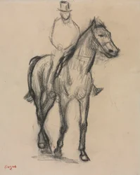 Ló és lovas, 1890 körül (fekete kréta)
