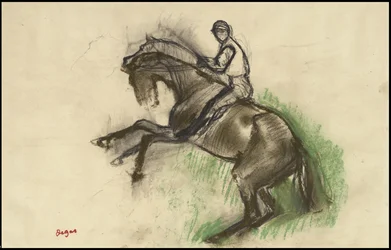 Jockey tenyészlovon, 1890-es évek