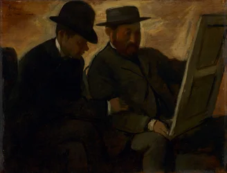 Paul Lafond és Alphonse Cherfils egy festményt vizsgál, 1878-1880