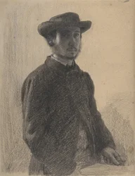 Önarckép, 1857 körül (fekete kréta és grafit fehérrel, bézs szőtt papíron)