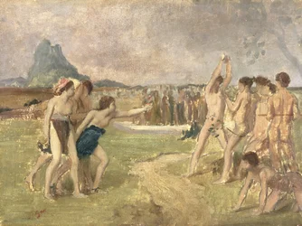 Study for The Young Spartans Exercising, 1860-61 körül (olaj, papír, a panelre szerelve) (lásd: 3354)