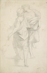 Két figura a lépcsőn állva, Raphael után, c1853-54