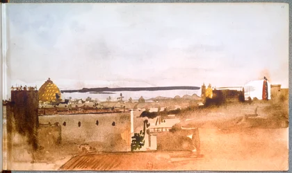 Nápolyi kilátás akvarell (akvarell)