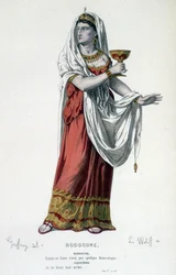 Kleopátre karaktere a Rodogune princess des Parthes - Teljes színház című tragédiában: (Corneille-darabok gyűjteménye) Geffroy rajza, L. Wolff metsze - szerk. Laplace, Sanchez et Cie, Párizs 1884