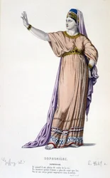 Sophonisbe karaktere a Sophonisbe - Teljes színház című tragédiában: (Corneille színdarabgyűjteménye) Geffroy rajza, L. Wolff metsze - szerk. Laplace, Sanchez et Cie, Párizs 1884