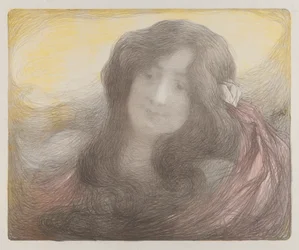 Hosszú hajú lány, 1898 körül (színes litográfia)