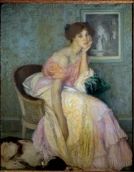 Ella Carmichael kisasszony, a művész gyermeknevelőnő portréja Edmond Francois Aman Jean festménye (Aman-Jean, Amand Jean, Aman-Jean