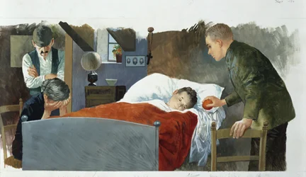 A haldokló kis kőműves Edmondo De Amicis (1846-1908) Szív című művéből, rajz