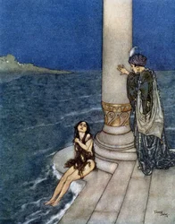 La petite sirène - Hans Christian Andersen "Contes" című művében, ill. Edmund (Edmond) Dulac (1882-1953), szerk. Piazza, Párizs