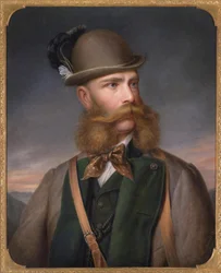 Az osztrák I. Ferenc József vadászruhás portréja, 1877