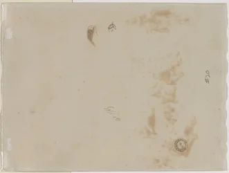 Vázlat egy felemelt karú férfiról és egy sisak vázlata, 1878.