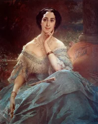 Hallez Claparede grófnő, Eugenie impresszionális hölgy (1826-1920) portréja Edouard Louis Dubufe (1820-1883) festménye