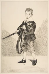 Fiú karddal, balra fordulva, 1862.