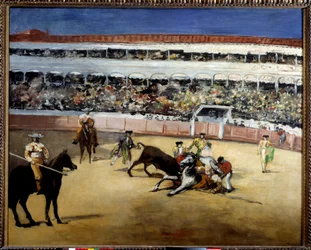 A bikák harcolnak. A bikaviadal ábrázolása. Edouard Manet festménye (1832-1883)