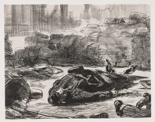 Polgárháborús jelenet Párizs kommünjében, 1871.