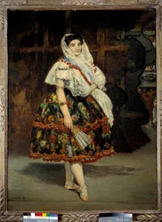 Lola de Valencia portréja Lola Melea táncosnőt hagyományos spanyol viseletben ábrázolják. Edouard Manet (1832-1883) festménye 1862 Dim. 1,23x0,92 m Párizs, Musee d
