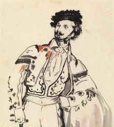 A spanyol táncos, Don Mariano Camprubi, 1862 körül (ceruza és mosás papíron)