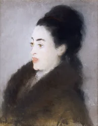 Szőrmekabátos nő profilban, 1879