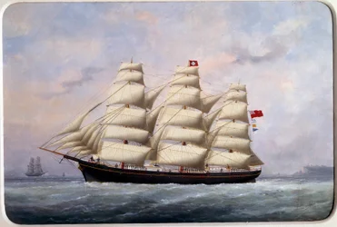 A William Lawrence vitorlás Edouard Adam (1847-1929) akvarellje 1881 Párizs, Musee de la Marine