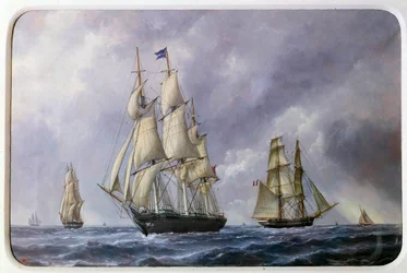 Három matt angol és téglafrancia 1881-ben Edouard Adam (1847-1929) akvarellje 1881 Párizs, Musee de la Marine