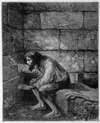 Edmond Dantès, Monte Cristo grófja (Monte Cristo) a börtönében - Riou metszete, Alexandre Dumas Monte Cristo grófja című művében, Rouff & Cie