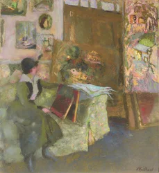 Modell zöld kanapén; A modell zöld dívánnal, 1915