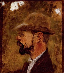 Henri de Toulouse Lautrec festő portréja profil szerint (olaj, vászon)
