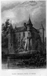 Clair mocsár (Clair-Marais vagy Clairmarais) Saint Omer (Saint Omer) közelében, Pas-de-Calais, Nord-Pas-de-Calais régió (Nord Pas de Calais), Franciaország. Willmann metszet az „Ókori és modern Franciaországban” – Jean-Bernard Mary-Lafon (Jean Bernard Mary