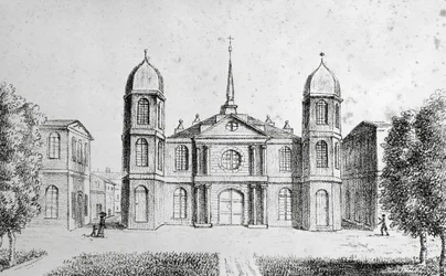 New Orleans-i templom, Amerikai Egyesült Államok, Edouard de Montule (1792-1828) litográfiája az Utazás Amerikába, Olaszországba, Szicíliába és Egyiptomba című filmből