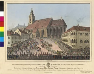 Caroline Auguste császárné magyar királynévá koronázása 1825. szeptember 25-én Pozsonyban