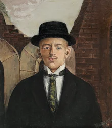 Vaszilij Kamenszkij költő portréja cilinderben 1884-1961, 1917