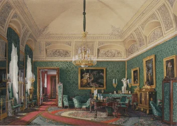 A Téli Palota belső terei. Az első lefoglalt apartman. Mária Nyikolajevna nagyhercegnő kis tanulmánya, 1867