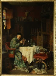 A gyűjtő (zálogos) – Eduard von Gruetzner (1846-1925) festménye, olaj, vászon