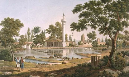 A Pherae-i Hyperian Fountain, 23. tábla a „Nézetek Görögországban” 4. részéből, metszett Robert Havell