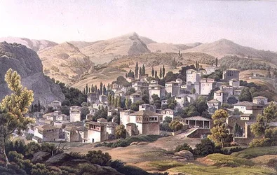 Portaria falu, 16. tábla a „Nézetek Görögországban” 3. részéből, J. Bailey metszetével