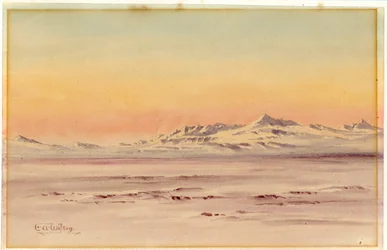 Antarktiszi tengerparti jelenet, 1901-04 (wc papíron)