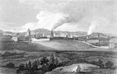 Bristol kilátása a Pile Hill felől, Heath vésette, kocsma. John Agg, 1809