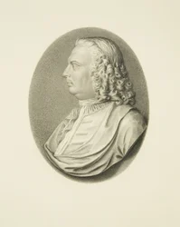Dr Samuel Pye elefántcsont medáljának másolata (ceruza és akvarell papíron)