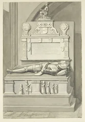 Sir Henry Newton és Lady Newton emlékműve a bristoli katedrálisban (ceruza és akvarell papíron)