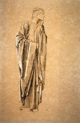 Tanulmány Danae számára, 1885 körül (fekete-fehér kréta barna papíron)