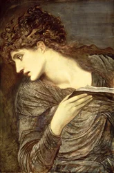 Tanulmány a Nimue vezetőjének a „Merlin elcsábítása” c. 1873-ban (akvarell, fára erősített papíron)