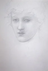 Tanulmány egy lány fejéről – Bessie Keane, 1896 körül (ceruza papíron)