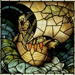 Viking hajó (ólomüveg)